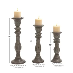 Kirkland's Home Dark Stained Wood Candle Holders, Set Of 3- Candle Holders