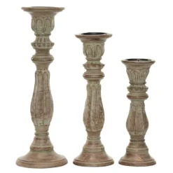 Kirkland's Home Dark Stained Wood Candle Holders, Set Of 3- Candle Holders