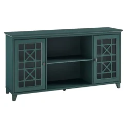 Kirkland's Home Dark Teal Fretwork 2-Door Sideboard- Cabinets & Sideboards
