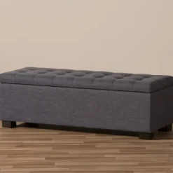 Kirkland's Home Dark Tufted Contemporary Storage Bench- Entryway Furniture