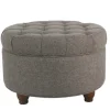 Kirkland's Home Dark Tufted Round Storage Ottoman- Benches & Ottomans