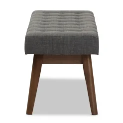 Kirkland's Home Dark Tufted Walnut Wood Bench- Benches & Ottomans