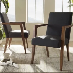Kirkland's Home Dark Upholstered Wooden Accent Chair- Accent Chairs