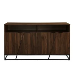 Kirkland's Home Dark Walnut Angled Door Wooden Sideboard Cabinet- Cabinets & Sideboards