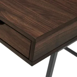 Kirkland's Home Dark Walnut Angled 3-Drawer Desk- Office Furniture