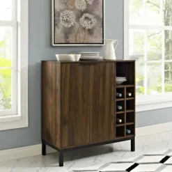 Kirkland's Home Dark Walnut Bar Cabinet With Wine Storage- Cabinets & Sideboards