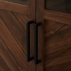 Kirkland's Home Dark Walnut Chevron Wooden Storage Cabinet- Cabinets & Sideboards
