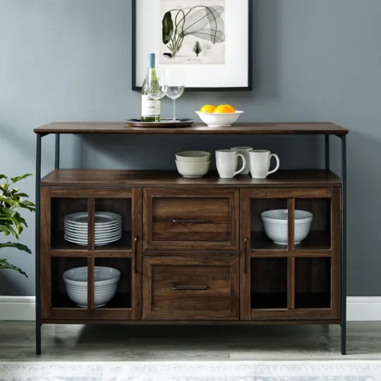 Kirkland's Home Dark Walnut 3-Door Industrial Sideboard And Buffet- Cabinets & Sideboards