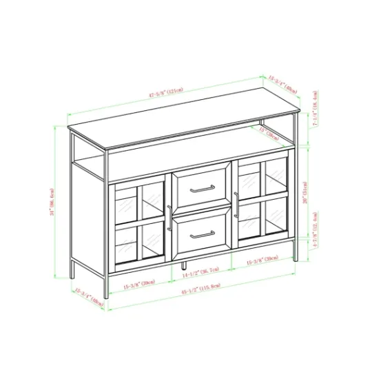 Kirkland's Home Dark Walnut 3-Door Industrial Sideboard And Buffet- Cabinets & Sideboards