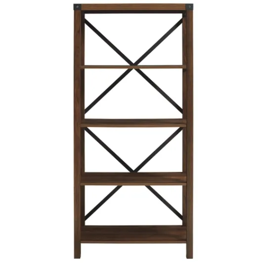 Kirkland's Home Dark Walnut Farmhouse Metal Bookcase- Bookshelves