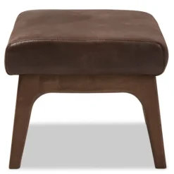 Kirkland's Home Dark Walnut Faux Leather Ottoman- Benches & Ottomans
