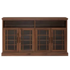 Kirkland's Home Dark Walnut Glass Door Classic Tv Stand- Tv Stands & Media Consoles