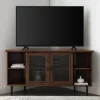 Kirkland's Home Dark Walnut Glass Door Corner Tv Stand- Tv Stands & Media Consoles