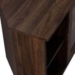 Kirkland's Home Dark Walnut Glass Door Corner Tv Stand- Tv Stands & Media Consoles
