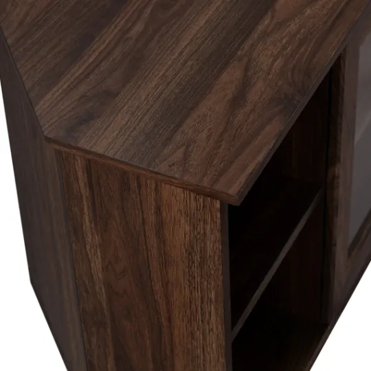 Kirkland's Home Dark Walnut Glass Door Corner Tv Stand- Tv Stands & Media Consoles