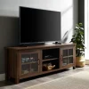 Kirkland's Home Dark Walnut Glass Door Tv Stand- Tv Stands & Media Consoles