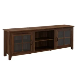 Kirkland's Home Dark Walnut Glass Door Tv Stand- Tv Stands & Media Consoles