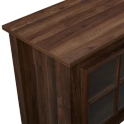 Kirkland's Home Dark Walnut Glass Door Tv Stand- Tv Stands & Media Consoles