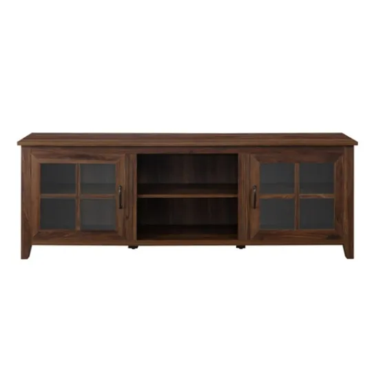 Kirkland's Home Dark Walnut Glass Door Tv Stand- Tv Stands & Media Consoles