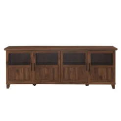 Kirkland's Home Dark Walnut Glass Paneled Door Tv Stand- Tv Stands & Media Consoles