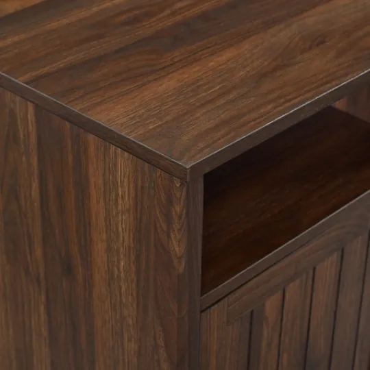 Kirkland's Home Dark Walnut Grooved Door Side Table- Accent & End Tables