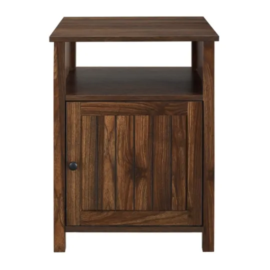 Kirkland's Home Dark Walnut Grooved Door Side Table- Accent & End Tables