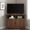 Kirkland's Home Dark Walnut Grooved Door Corner Tv Stand- Tv Stands & Media Consoles