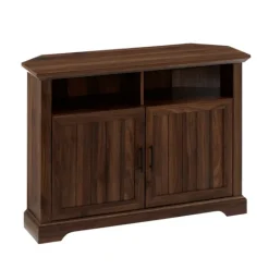 Kirkland's Home Dark Walnut Grooved Door Corner Tv Stand- Tv Stands & Media Consoles