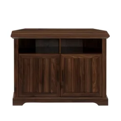 Kirkland's Home Dark Walnut Grooved Door Corner Tv Stand- Tv Stands & Media Consoles