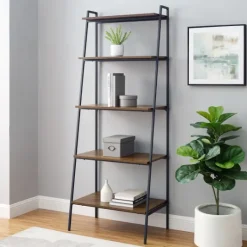 Kirkland's Home Dark Walnut Industrial Ladder Shelf- Bookshelves