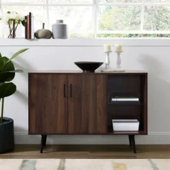 Kirkland's Home Dark Walnut Mid-Century Console Table- Console Tables
