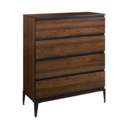 Kirkland's Home Dark Walnut Midcentury Four-Drawer Chest- Dressers & Chests