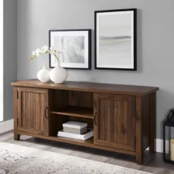 Kirkland's Home Dark Walnut Modern Farmhouse Tv Stand- Tv Stands & Media Consoles