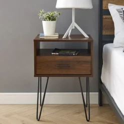 Kirkland's Home Dark Walnut Modern Farmhouse Side Table- Accent & End Tables
