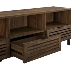 Kirkland's Home Dark Walnut Rustic Slat Door Tv Stand, 70 In.- Tv Stands & Media Consoles