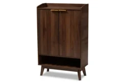 Kirkland's Home Dark Walnut 5-Shelf Wooden Shoe Cabinet- Entryway Furniture