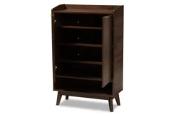 Kirkland's Home Dark Walnut 5-Shelf Wooden Shoe Cabinet- Entryway Furniture