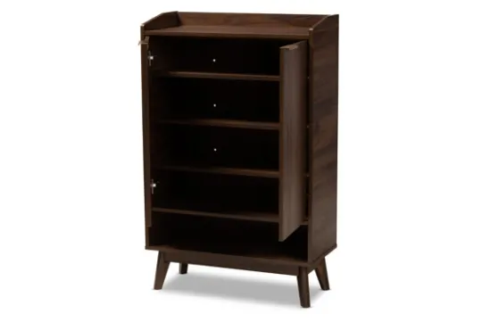 Kirkland's Home Dark Walnut 5-Shelf Wooden Shoe Cabinet- Entryway Furniture