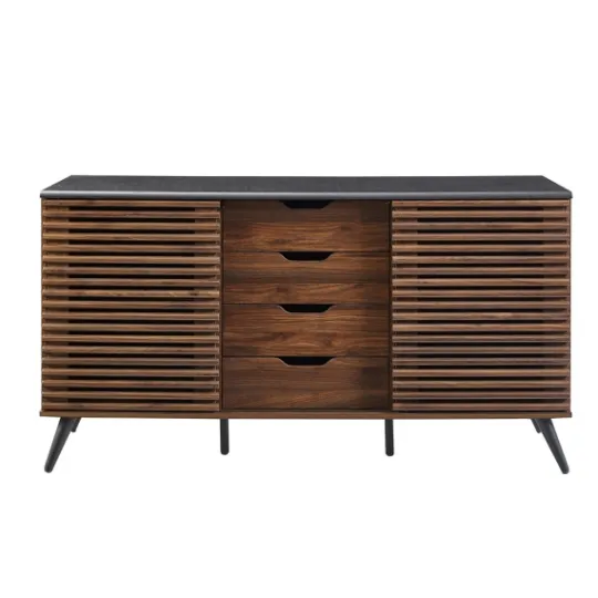 Kirkland's Home Dark Walnut Slatted 4-Drawer Cabinet- Cabinets & Sideboards