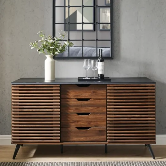 Kirkland's Home Dark Walnut Slatted 4-Drawer Cabinet- Cabinets & Sideboards