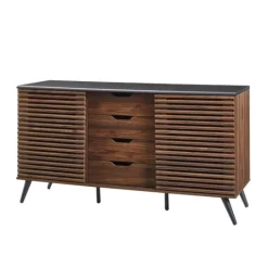 Kirkland's Home Dark Walnut Slatted 4-Drawer Cabinet- Cabinets & Sideboards