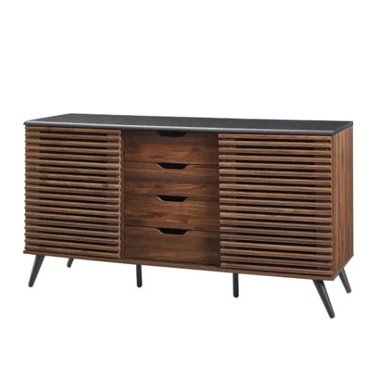 Kirkland's Home Dark Walnut Slatted 4-Drawer Cabinet- Cabinets & Sideboards