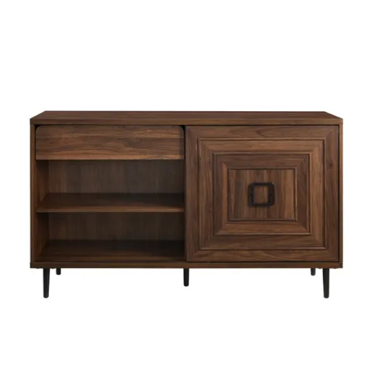 Kirkland's Home Dark Walnut Square Sliding Door Wooden Cabinet- Cabinets & Sideboards