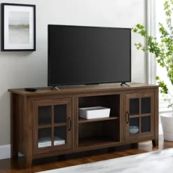 Kirkland's Home Dark Walnut Window Pane Tv Stand- Tv Stands & Media Consoles
