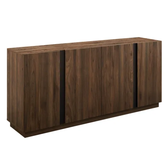 Kirkland's Home Dark Walnut Wood And Black Metal Sideboard- Cabinets & Sideboards