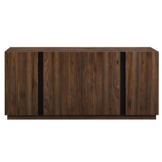 Kirkland's Home Dark Walnut Wood And Black Metal Sideboard- Cabinets & Sideboards