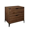 Kirkland's Home Dark Walnut Wood And Iron Accent Filing Cabinet- Office Furniture