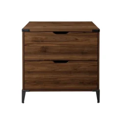 Kirkland's Home Dark Walnut Wood And Iron Accent Filing Cabinet- Office Furniture