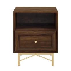Kirkland's Home Dark Walnut Wood Open Cubby Nightstand- Nightstands