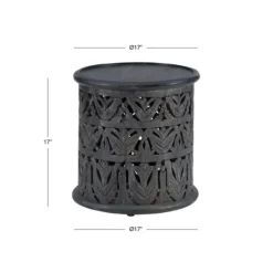 Kirkland's Home Dark Wood Carved Detail Accent Table- Accent & End Tables